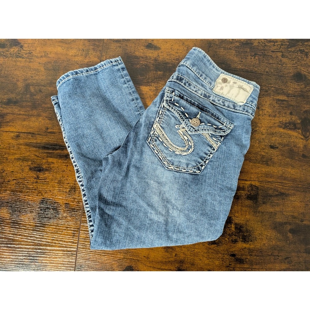 Silver Jeans Co Jeans Womens Size 29 Blue Suki Flap‎ Capri Jeans